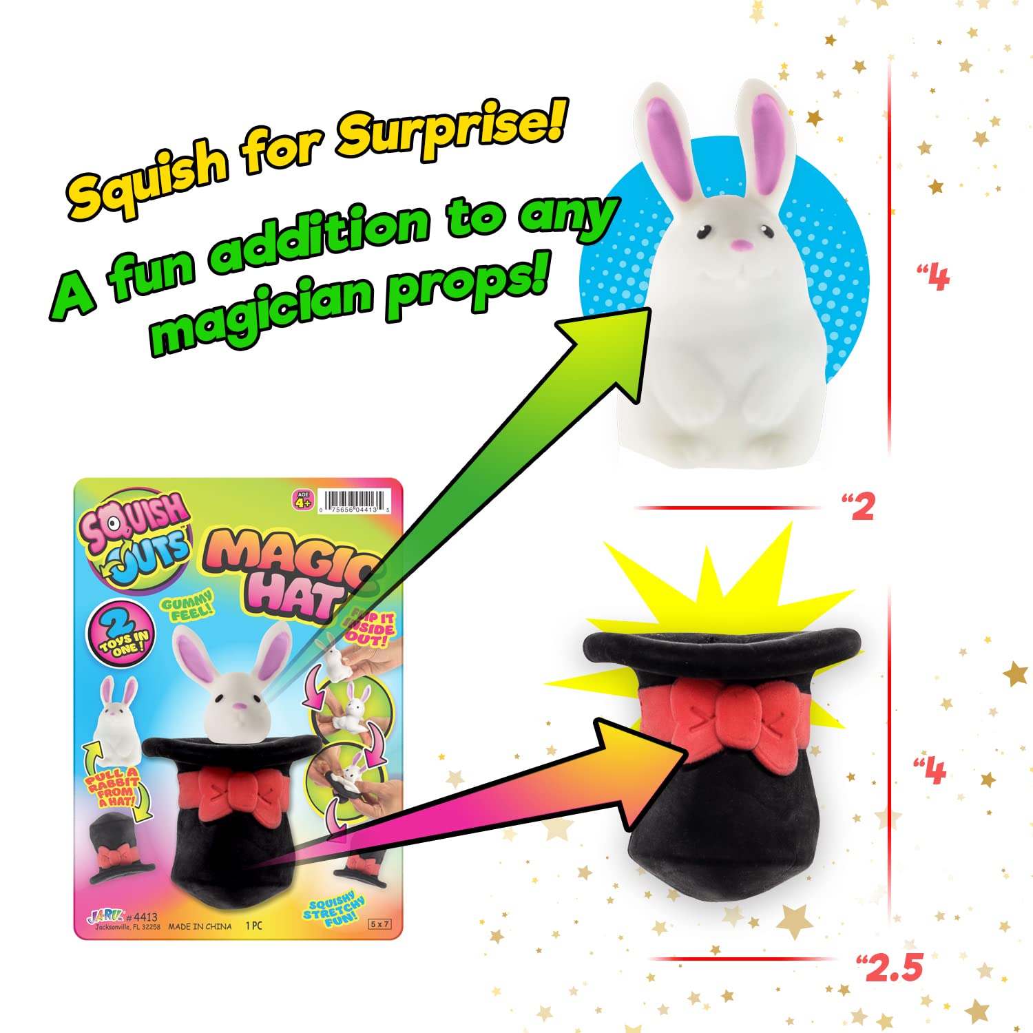 Amazon.com: JA-RU Squish Outs Mini Squishy Rabbit in The Hat (6